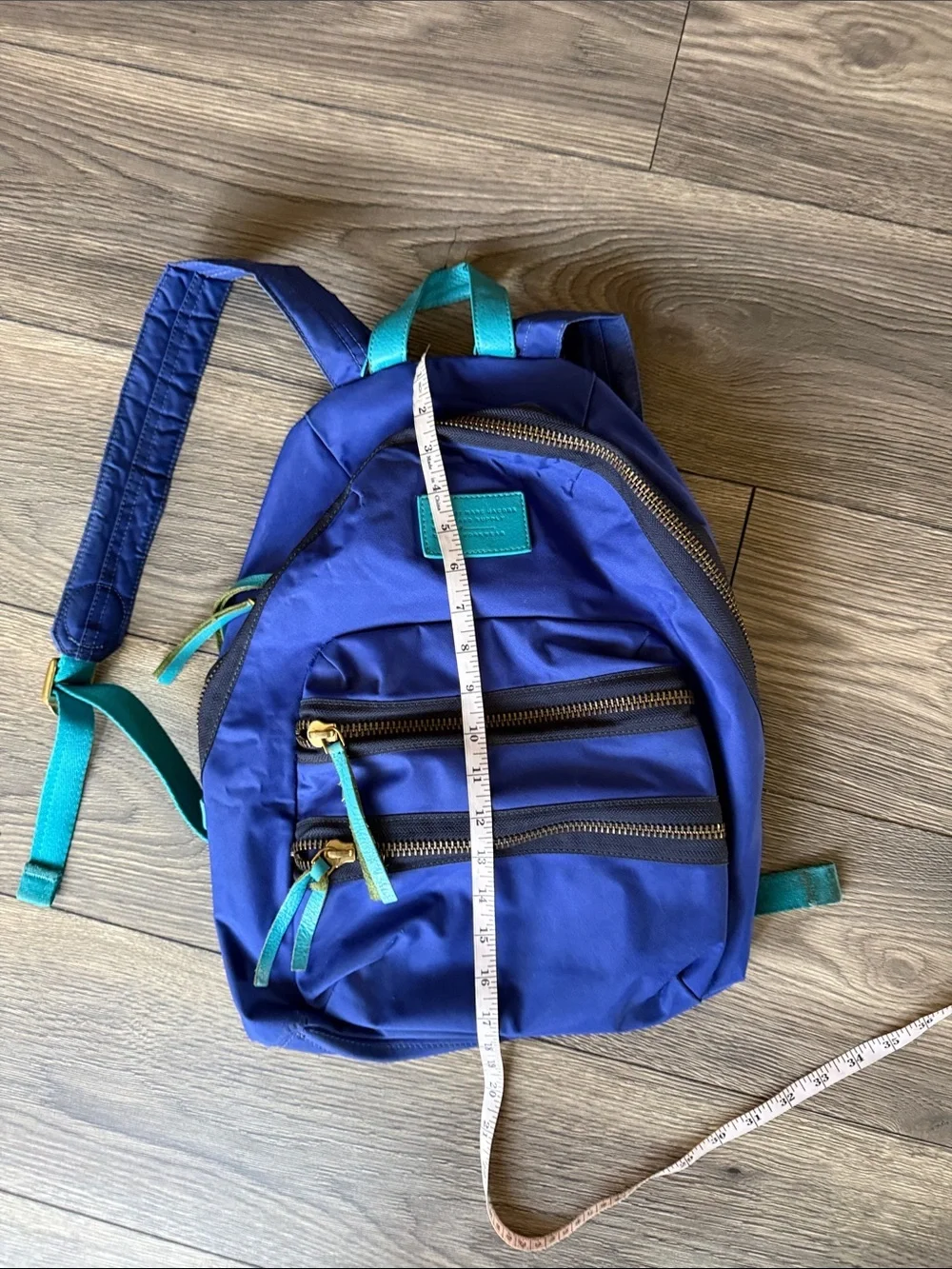 Marc by Marc Jacobs Standard Supply Workwear Nylon Backpack Blue Teal Leather